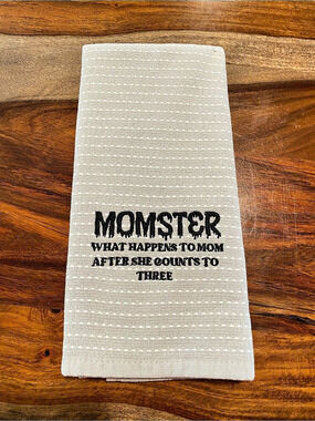 Momster Quote Hand Towel in Gray- New